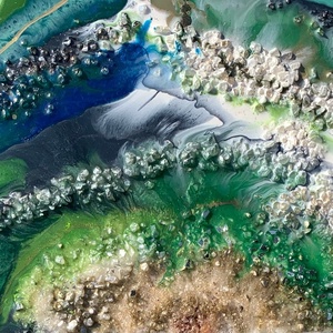 Smaragd geode 40cm X 50cm akril, epoxy texturált kép - művészet - festmény - festmény vegyes technika - Meska.hu