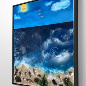 Message in a Bottle 40cm X 40cm akril, epoxy texturált kép - művészet - festmény - festmény vegyes technika - Meska.hu