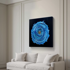 Blue space 50cm x 50cm absztrakt texturált festmény, Művészet, Festmény, Festmény vegyes technika, Festészet, Festett tárgyak, MESKA