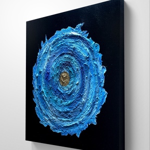 Blue space 50cm x 50cm absztrakt texturált festmény - művészet - festmény - festmény vegyes technika - Meska.hu