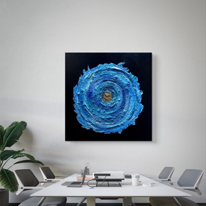 Blue space 50cm x 50cm absztrakt texturált festmény - művészet - festmény - festmény vegyes technika - Meska.hu