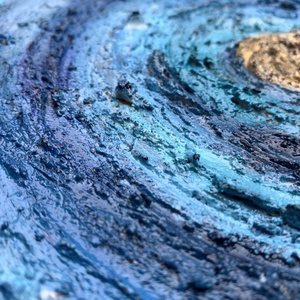 Blue space 50cm x 50cm absztrakt texturált festmény - művészet - festmény - festmény vegyes technika - Meska.hu