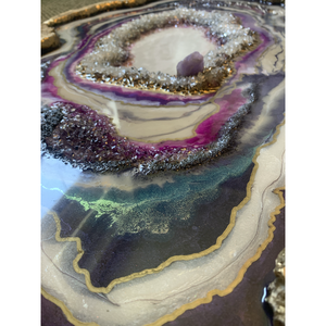 Amethyst 106cm x 63cm epoxy gyanta egyedi geoda falikép - művészet - festmény - festmény vegyes technika - Meska.hu
