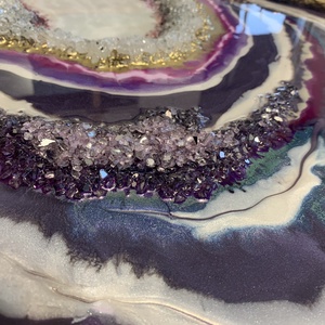 Amethyst 106cm x 63cm epoxy gyanta egyedi geoda falikép - művészet - festmény - festmény vegyes technika - Meska.hu