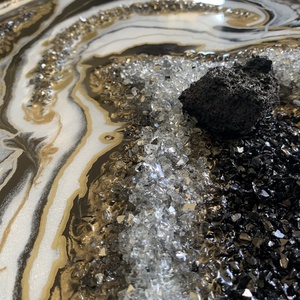 Black and White 107cm x 65cm Epoxy gyanta egyedi geoda kép lávakővel. - művészet - festmény - festmény vegyes technika - Meska.hu