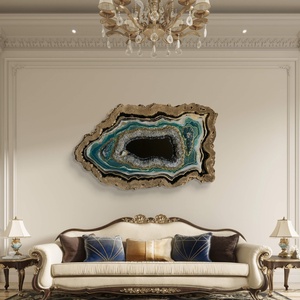 Smaragd-green geode 103cm x 62cm epoxy gyanta egyedi geoda falikép - művészet - festmény - festmény vegyes technika - Meska.hu