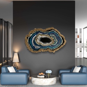 Blue and White  109cm x 67cm Epoxy gyanta egyedi geoda kép hegyikristállyal., Művészet, Festmény, Festmény vegyes technika, Festészet, Festett tárgyak, MESKA