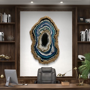 Blue and White  109cm x 67cm Epoxy gyanta egyedi geoda kép hegyikristállyal. - művészet - festmény - festmény vegyes technika - Meska.hu