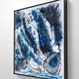 Blue lagoon 40cm X 40cm akril, epoxy texturált kép, Művészet, Festmény, Festmény vegyes technika, Festészet, Festett tárgyak, MESKA