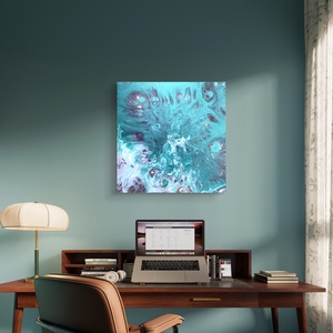 Turquoise flow 40 cm x 40 cm Akril festmény, Művészet, Festmény, Festmény vegyes technika, Festészet, Festett tárgyak, MESKA