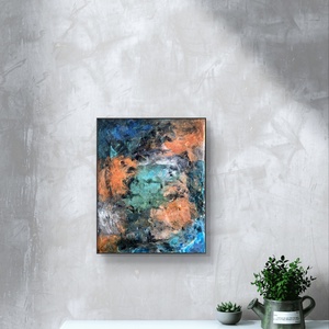 Storm 24cm X 30cm akril, epoxy kép, Művészet, Festmény, Festmény vegyes technika, Festészet, Festett tárgyak, MESKA
