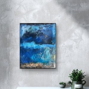 Seaside 24cm X 30cm akril, epoxy kép, Művészet, Festmény, Festmény vegyes technika, Festészet, Festett tárgyak, MESKA