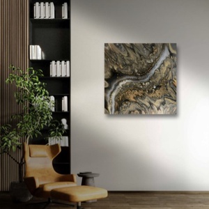 Golden flow 40cm x 40cm absztrakt festmény, Művészet, Festmény, Festmény vegyes technika, Festészet, Festett tárgyak, MESKA