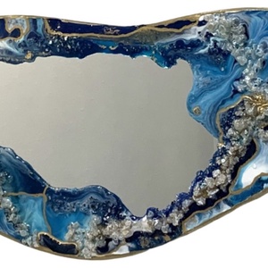 Seablue Mirroregyedi tükör, epoxy gyanta dekorral. - otthon & életmód - dekoráció - tükör - Meska.hu