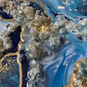 Seablue Mirroregyedi tükör, epoxy gyanta dekorral. - Meska.hu