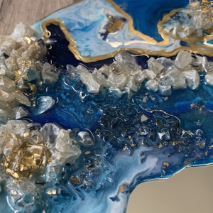Seablue Mirroregyedi tükör, epoxy gyanta dekorral. - otthon & életmód - dekoráció - tükör - Meska.hu