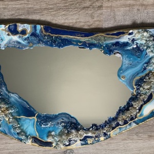 Seablue Mirroregyedi tükör, epoxy gyanta dekorral. - otthon & életmód - dekoráció - tükör - Meska.hu