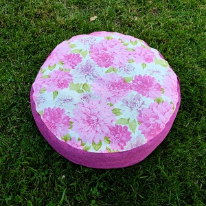 Meditációs, jóga ülőpárna tönköly pelyvával töltve, pink, virágos - játék & sport - sport és kikapcsolódás - jóga, pilates, torna - jógapárna - Meska.hu