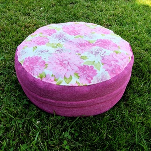 Meditációs, jóga ülőpárna tönköly pelyvával töltve, pink, virágos - játék & sport - sport és kikapcsolódás - jóga, pilates, torna - jógapárna - Meska.hu