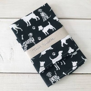 Textil szalvéta 2db, fekete-fehér kutyás - otthon & életmód - konyhafelszerelés, tálalás - konyhai textil - szalvéta - Meska.hu