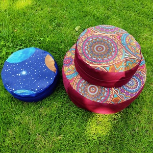 Mini meditációs, jóga ülőpárna tönköly pelyvával töltve, Beige-fehér - játék & sport - sport és kikapcsolódás - jóga, pilates, torna - jógapárna - Meska.hu