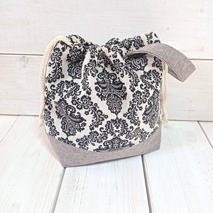 Project bag - Beige-fekete - táska & tok - neszesszer - Meska.hu