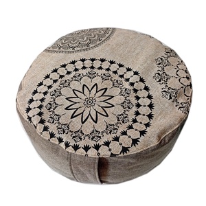 Meditációs, jóga ülőpárna tönköly pelyvával töltve, beige-barna, mandala mintás - játék & sport - sport és kikapcsolódás - jóga, pilates, torna - jógapárna - Meska.hu