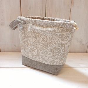 Project bag - Beige, virágos  - táska & tok - bevásárlás & shopper táska - shopper, textiltáska, szatyor - Meska.hu