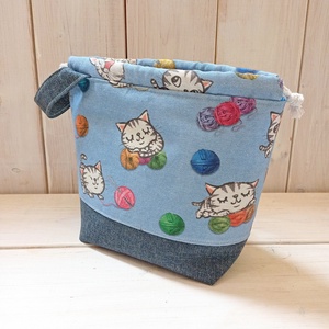 Project bag - Cicák gombolyaggal - táska & tok - bevásárlás & shopper táska - shopper, textiltáska, szatyor - Meska.hu