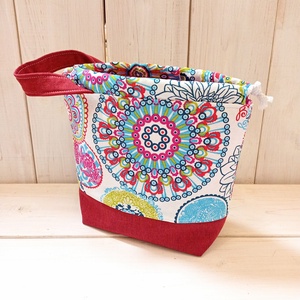 Project bag - Piros, színes mandalás - táska & tok - bevásárlás & shopper táska - shopper, textiltáska, szatyor - Meska.hu