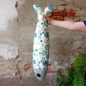 Óriás halacska párna, pöttyös - menta, 90cm - otthon & lakás - lakástextil - párna & párnahuzat - Meska.hu