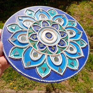 Mandala kép Kék-türkiz, tükörmozaikkal - otthon & életmód - dekoráció - spiritualitás - mandala - Meska.hu