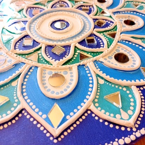 Mandala kép Kék-türkiz, tükörmozaikkal - otthon & életmód - dekoráció - spiritualitás - mandala - Meska.hu