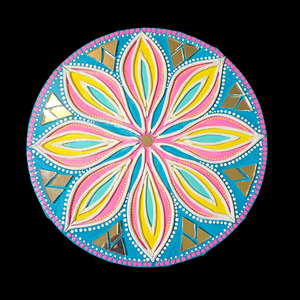 Mandala kép Virág, türkiz-pink-sárga, tükörmozaikkal - otthon & életmód - dekoráció - spiritualitás - mandala - Meska.hu