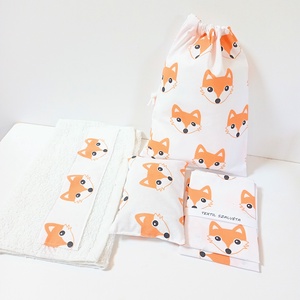 Rókás, fehér szett ovi-, sulikezdéshez - játék & sport - ovis felszerelés - egyéb ovis kiegészítő - Meska.hu