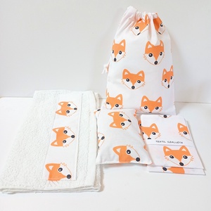 Rókás, fehér szett ovi-, sulikezdéshez - játék & sport - ovis felszerelés - egyéb ovis kiegészítő - Meska.hu