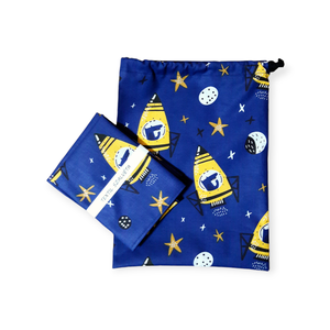 Tisztasági zsák és szalvéta (2db) szett, oviba, suliba, Rakétás, Játék & Sport, Ovis felszerelés, Egyéb ovis kiegészítő, Varrás, MESKA