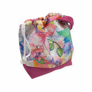 Project bag - Akvarell virágos, Rózsaszín, Táska & Tok, Bevásárlás & Shopper táska, Shopper, textiltáska, szatyor, Varrás, MESKA
