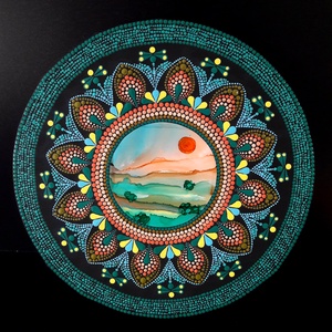 Pontozott mandala Fusion Portal Field, Művészet, Festmény, Festmény vegyes technika, Festészet, MESKA
