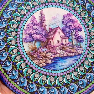 Pontozott mandala Levendula házikó - művészet - festmény - festmény vegyes technika - Meska.hu