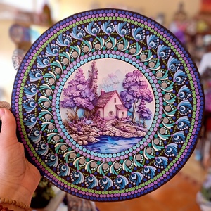 Pontozott mandala Levendula házikó - művészet - festmény - festmény vegyes technika - Meska.hu