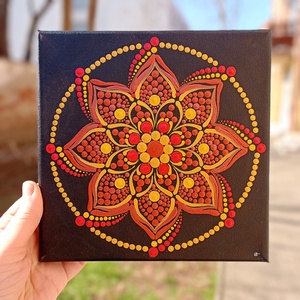 Pontozott mandala Életerő, Művészet, Festmény, Festmény vegyes technika, Festészet, MESKA