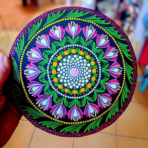 Pontozott mandala Pink tavasz - művészet - festmény - festmény vegyes technika - Meska.hu