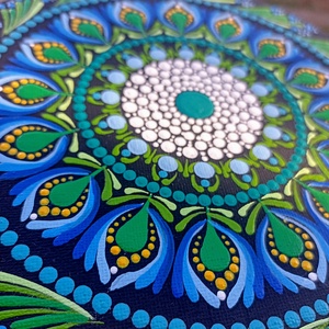 Pontozott mandala Kék tavasz - művészet - festmény - festmény vegyes technika - Meska.hu