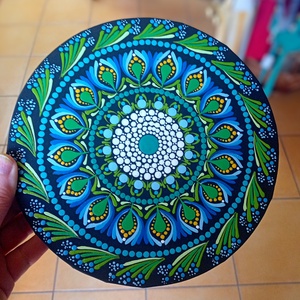 Pontozott mandala Kék tavasz - művészet - festmény - festmény vegyes technika - Meska.hu