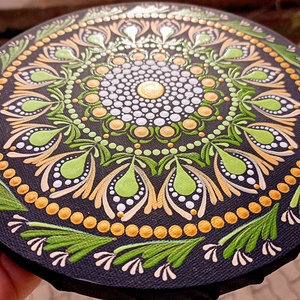 Pontozott mandala Beige tavasz - művészet - festmény - festmény vegyes technika - Meska.hu