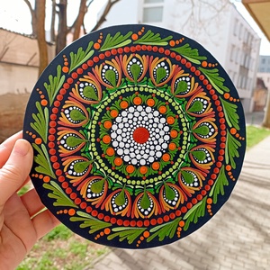 Pontozott mandala Vörös tavasz, Művészet, Festmény, Festmény vegyes technika, Festészet, MESKA
