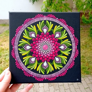 Pontozott mandala Szív harmónia, Művészet, Festmény, Festmény vegyes technika, Festészet, MESKA