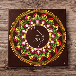 Pontozott mandala Cicus - művészet - festmény - festmény vegyes technika - Meska.hu