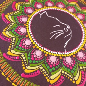 Pontozott mandala Cicus - művészet - festmény - festmény vegyes technika - Meska.hu